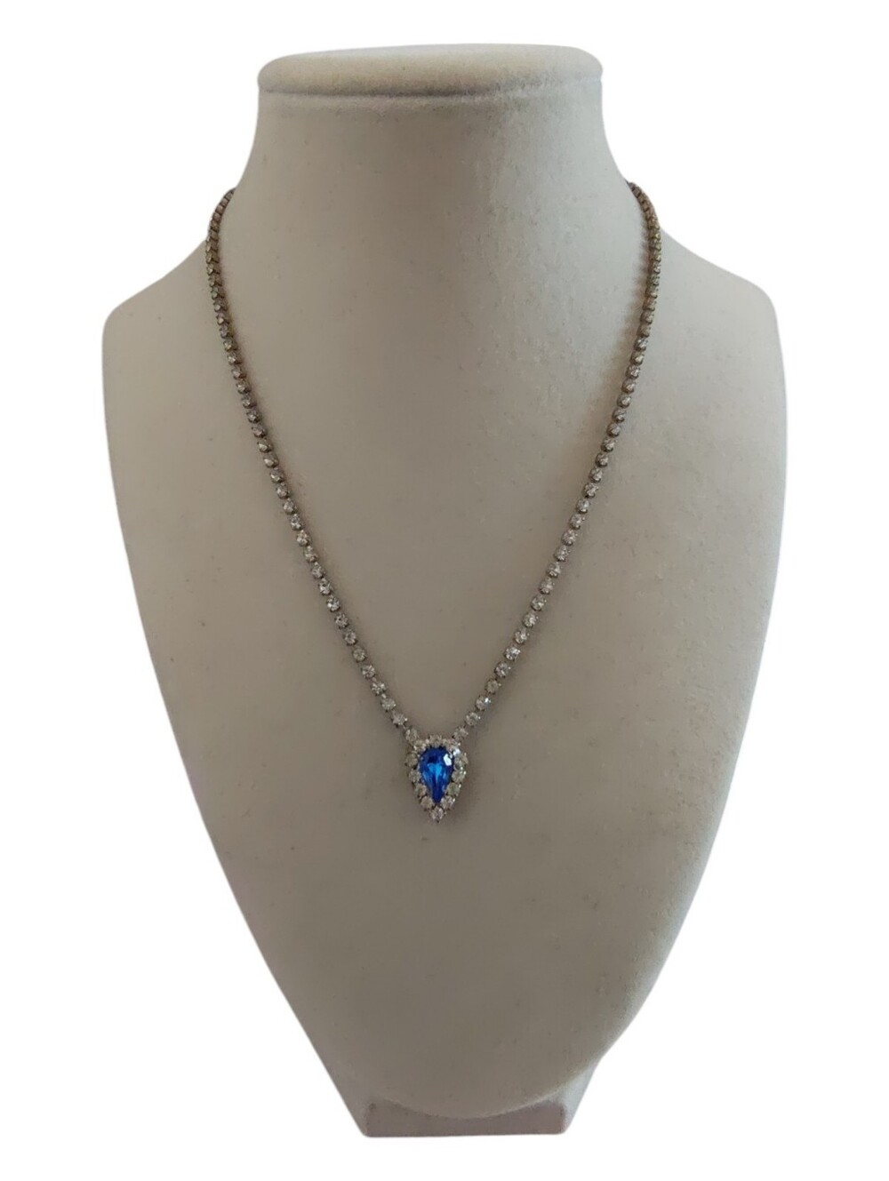 Vintage Style Blue Rhinestone Choker Necklace